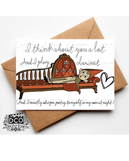 Over the Garden Wall Greeting Card - I think About You & Play Clarinet