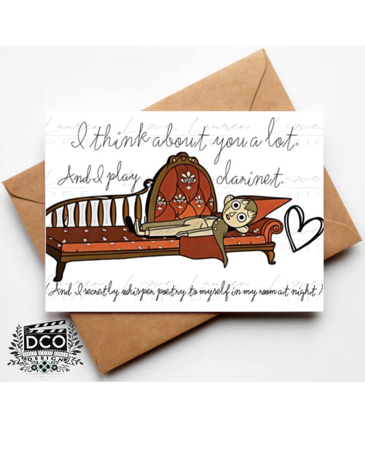 Over the Garden Wall Greeting Card - I think About You & Play Clarinet