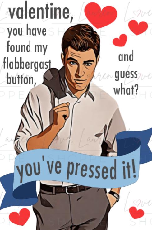 New Girl Valentine's Day Card - Flabbergast Button