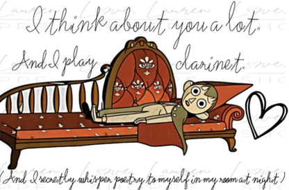 Over the Garden Wall Greeting Card - I think About You & Play Clarinet