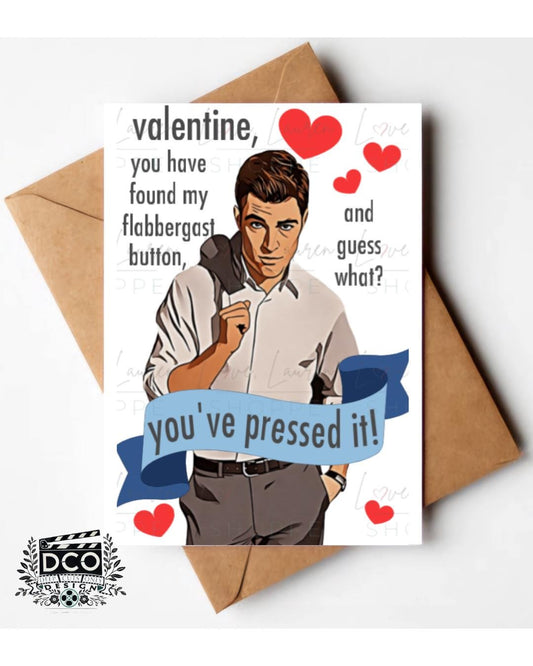 New Girl Valentine's Day Card - Flabbergast Button